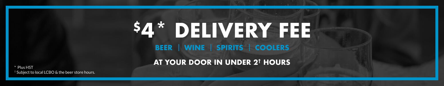 Get Beer, Wine, Spirits, Coolers at your doorstep in under 2 hours. Delivery fee charges only $4